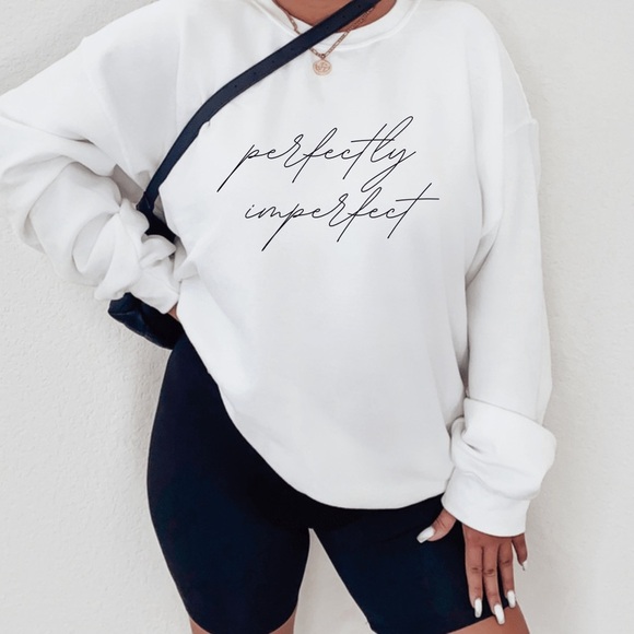 Perfectly Imperfect Graphic Crew Neck Long Sleeve Sweatshirt - Picture 3 of 5